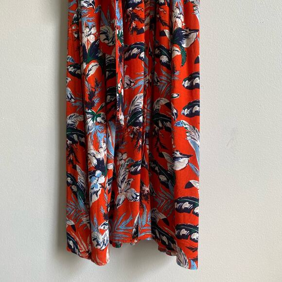 LOFT Womens Floral Short Capped Sleeve Button Down Dress with Belt in Red Size 6 - Picture 3 of 15